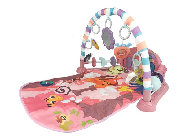 Baby Mat with Foam Rattles Teething Ring Mirror Sound Pink