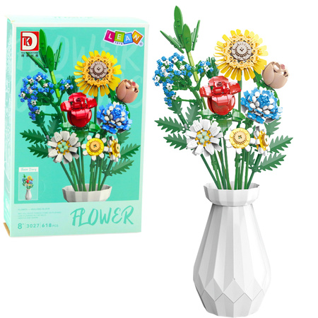 Bausteine ​​Blumenstrauß Blumen in Vase Bunt 618el