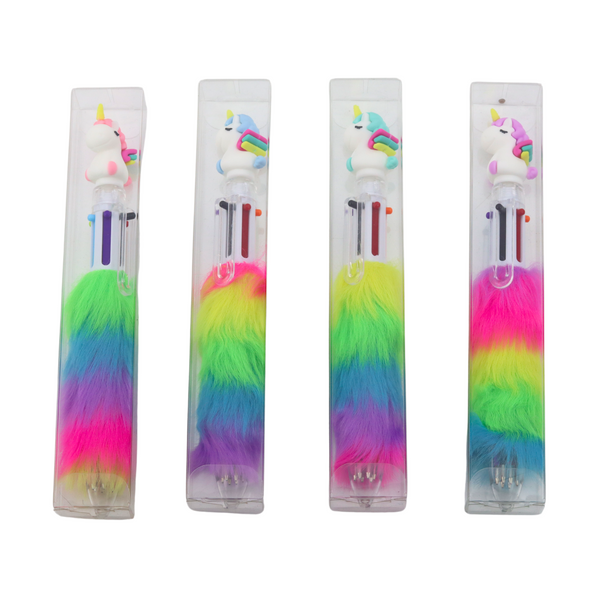 School Office Pen With Fur Unicorn Multicolor