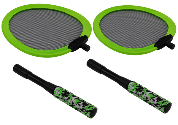 Set mit 2 Badmintonschlägern, 2 Badminton-Shuttles, grün