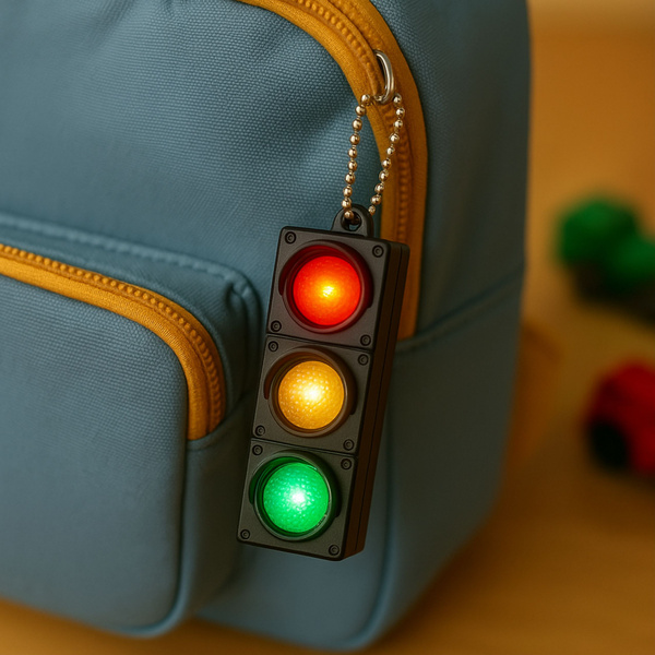 Flashing Educational Traffic Light Keychain