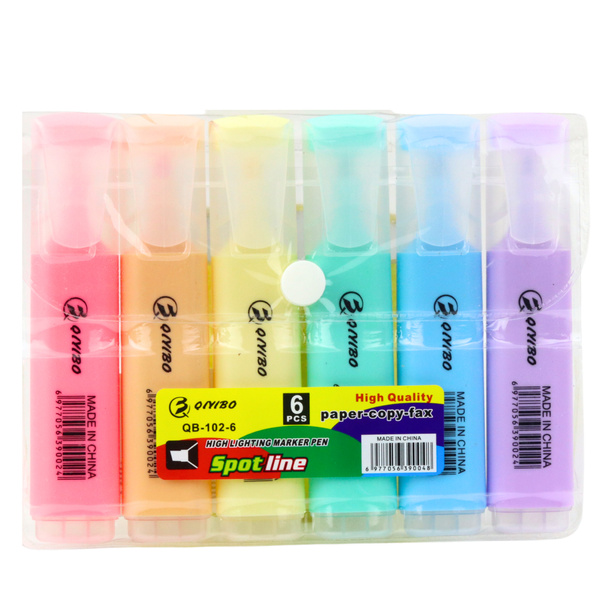 Textmarker-Filzstifte-Set im Etui, bunte Pastellkreiden, 6-tlg.