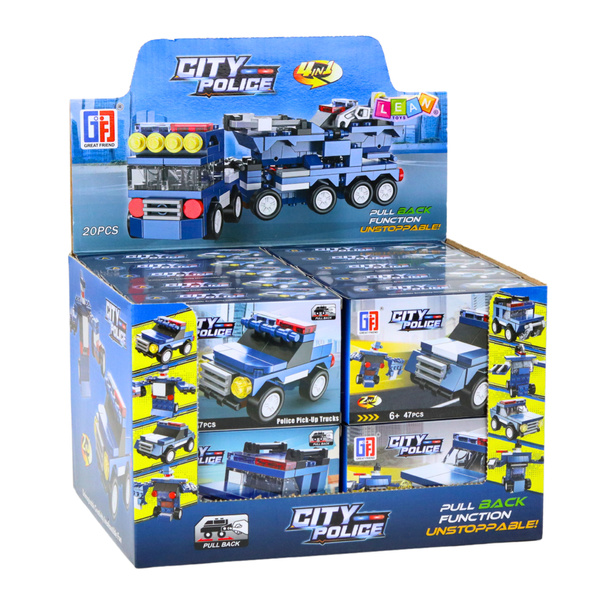 Police Vehicles Friction Drive Construction Blocks Set