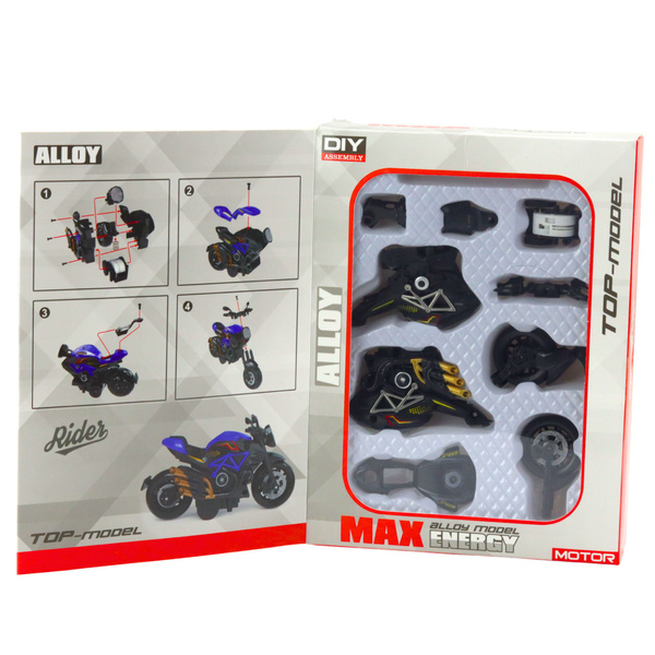 Motorrad zum Zusammenbauen, Schrauben, Metall, 1:14, DIY, Goldelemente, Schwarz