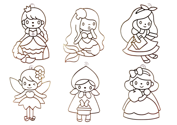 Witraże Zawieszki Do Malowania Zastygająca Farba Księżniczki 6 szt.