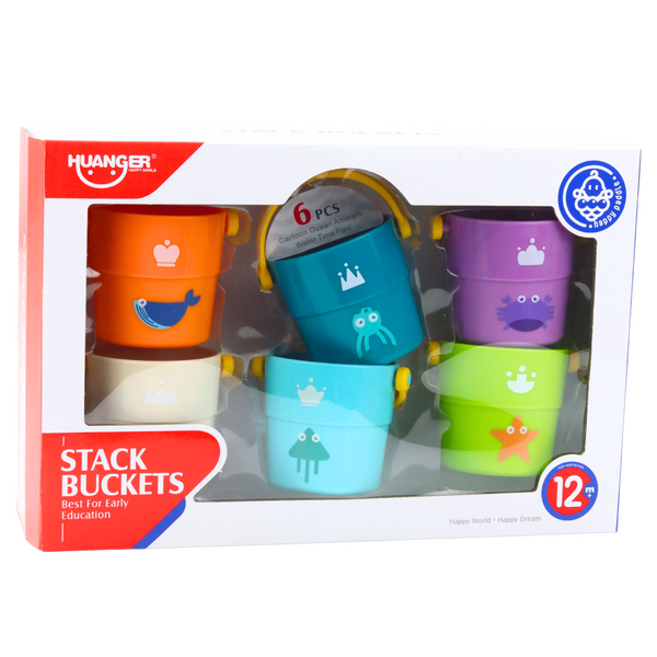 Bath Bucket Set With Holes Colored 6pcs