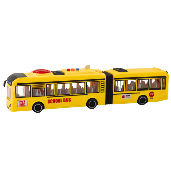 Articulated School Bus Opening Doors Lights Sounds Yellow 1:16