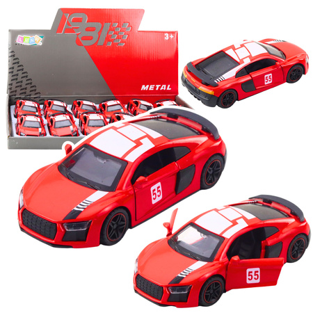 Sports Car Metal Pull Back Lights Sounds Red 1:43