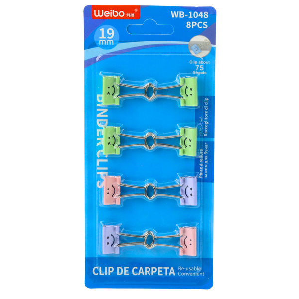 Set bunter Smiley-Büroklammern, 8 Stück, 19 mm