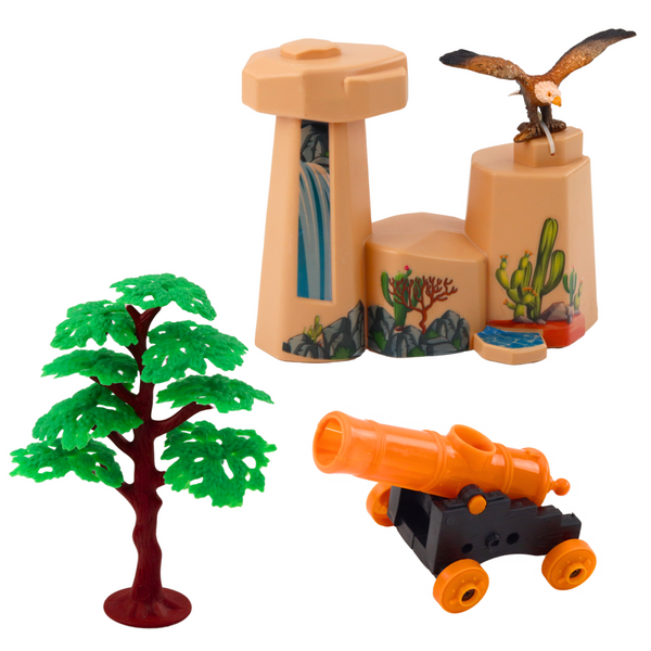 Cowboy Set Figures Wild West Cowboy Boat Cannon