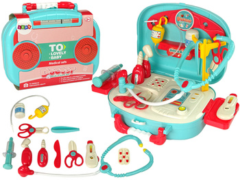 Little Doctor Set Turquoise Suitcase Stethoscope Scissors