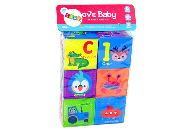 Set of 6 Educational Foam Cubes Coloured Cubes for Baby Large size