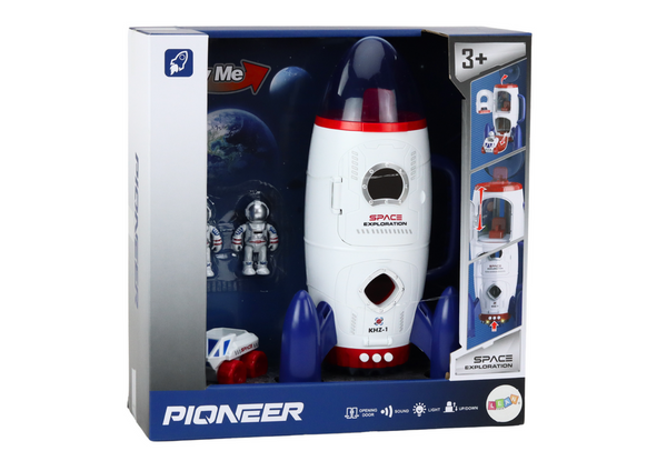 Raumrakete geöffnet, Kosmonauten, Raumfahrzeug, Lichter, Geräusche