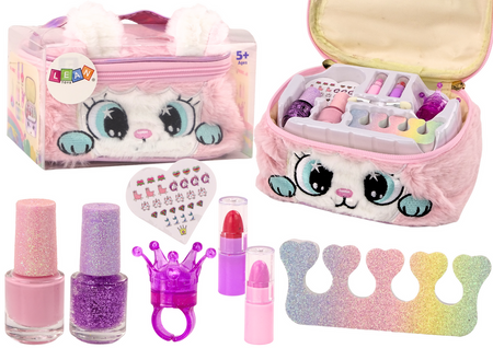 Beauty Set Plüsch Kosmetiktasche Kitty Nagellack Lippenstifte