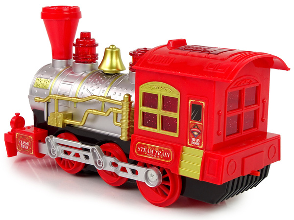 Christmas Locomotive Lights Sound Red Battery Operated