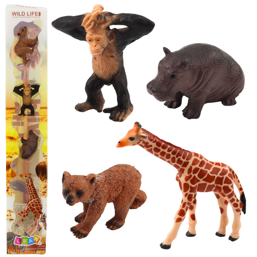 Minifiguren-Set Wildtiere Schimpanse Giraffe 6-9cm 4St
