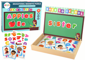 Eine Reihe pädagogischer Magnetpuzzles mit einer multifunktionalen Tafel
