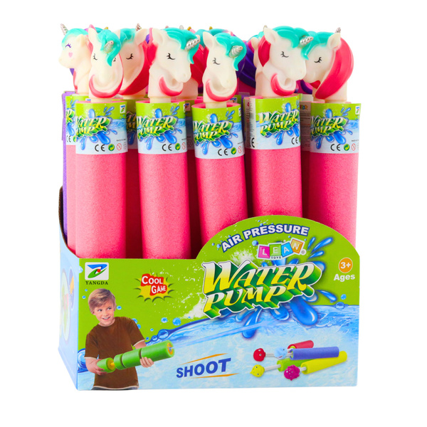 Foam Weapon Pump Water Stick Unicorn Pink Purple 35 cm