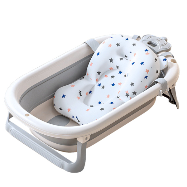 Baby Bathtub With Thermometer Foldable Mattress Stars Gray