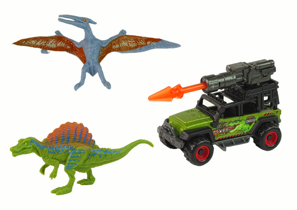 Dinosaurier-Figuren-Auto mit Raketen-Set