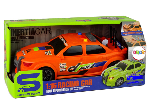 Sports Car Racing Lights Sounds Orange 1:16