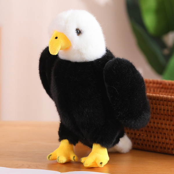 Plüschadler Vogel Plüschtier Maskottchen Kuscheltier Schwarz-Weiß 25cm