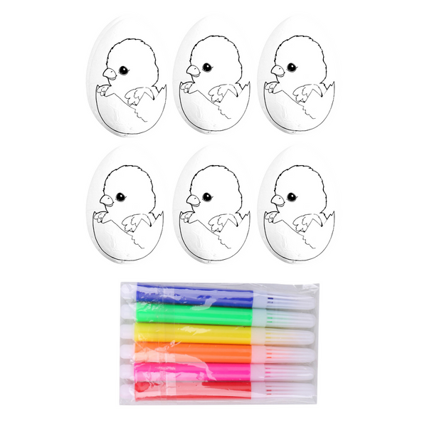 Styropor-Ostereier zum Bemalen mit Markern Huhn im Ei 6 Stk