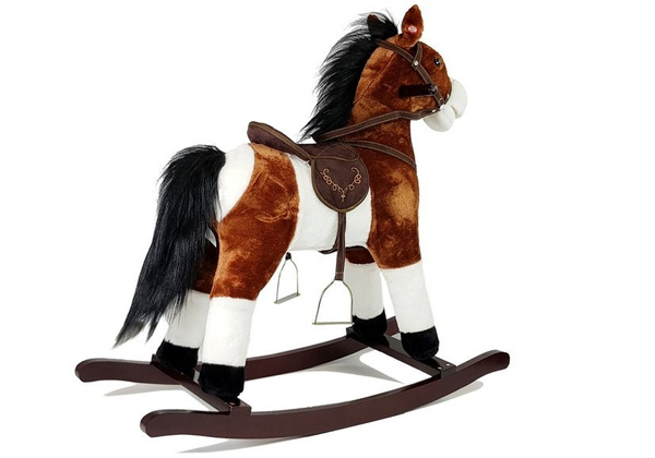 Rocking Horse Moves Mouth Tail Sounds Dark Brown 74 cm
