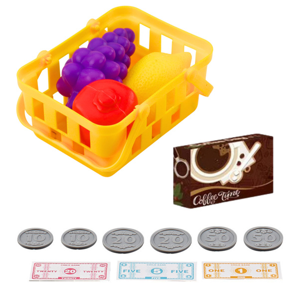 Registrierkasse für Kinder, Zubehör, Korb, Obst, Lichter, Geräusche, Rot
