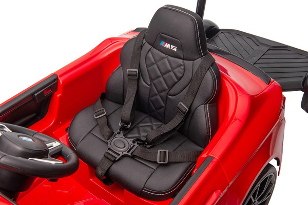 Battery-operated car BMW M5 with platform for parent, red, lacquered