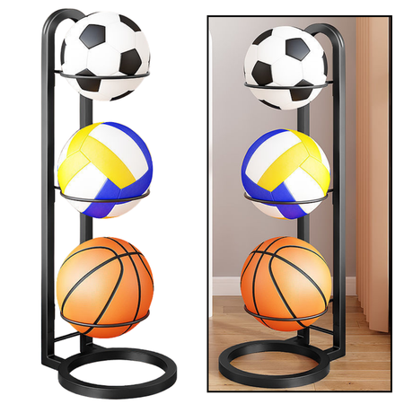 3-Tier Metal Ball Stand Stable Matte Black