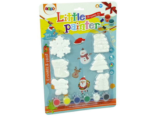 Set Plaster Casts For Painting Paints Christmas Tree Snowman