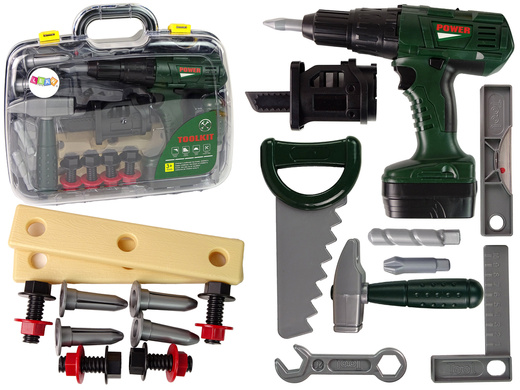 DIY Kit in a Suitcase Screwdriver with Batteries Green