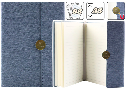 Magnetic Notebook Office Notebook Lined A5 With Gray Cover