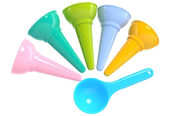 Set of Colorful Ice Cream Cone Sand Molds 6221