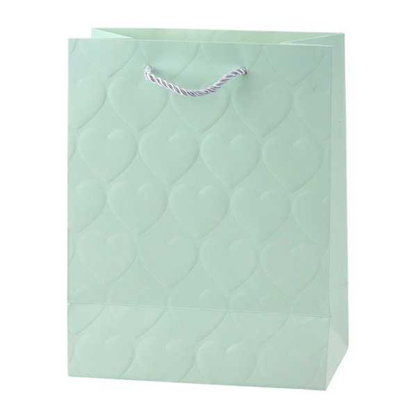 Torba Prezentowa Elegancka Tłoczone Serca Pastelowa 23 x 18 x 10,5 cm