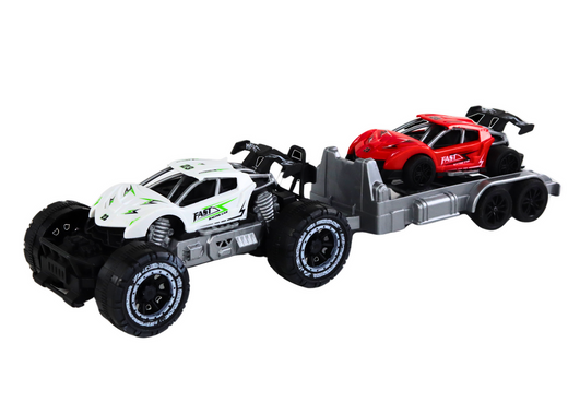 Set: White Off-Road Car, Red Sports Car, Tow Truck