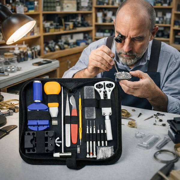 Uhrenreparaturset, Profi-Werkzeugkoffer, 147-teilig.