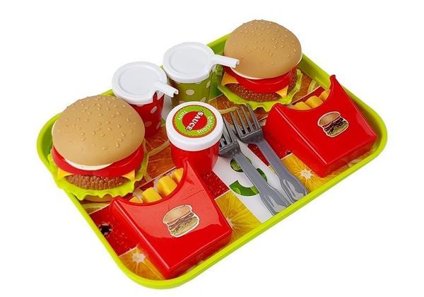 Set Hamburger Pommes mit Tablett