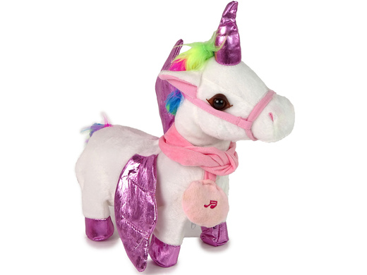 Maskottchen Pferd Interaktives Einhorn Weiß-Rosa-Flügel