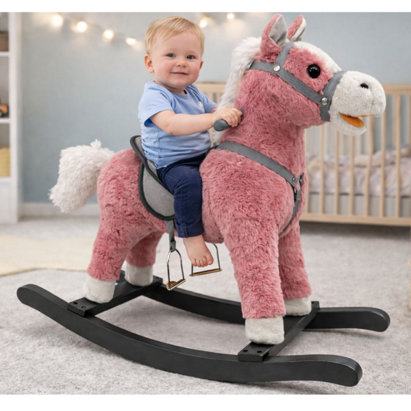 Rocking Horse Saddle Feet Rocker Sounds Pink 74 cm