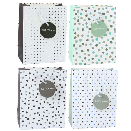 Geschenktüte mit Dots-Aufschrift „Just For You“ 23 x 18 x 10,5 cm