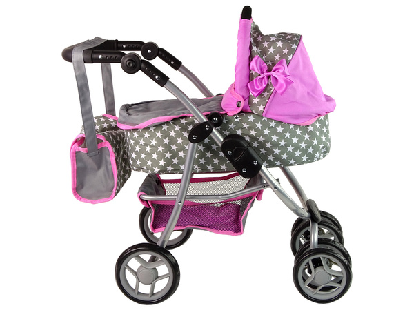 Baby-Puppenwagen 2-in-1 Tragetasche Rosa Sterne