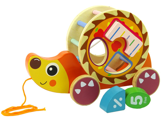 Ziehender Igel auf Rädern Holzklötze Sorter