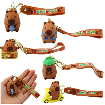 Keychain Figurine Capybara With Dolphin Pendant Carabiner Ring