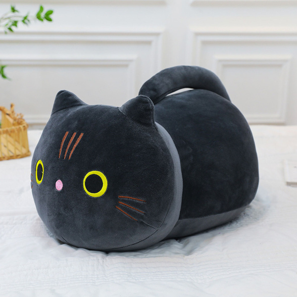 Plüsch Maskottchen Kuscheltier Katze mit langem Schwanz Schwarz 40cm