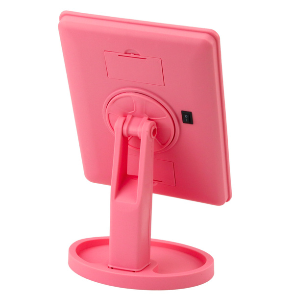 Cosmetic Mirror 16 LED Diodes With Stand Adjustable Pink