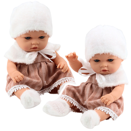 Baby Doll Beige Kleid Mütze Kragen Socken