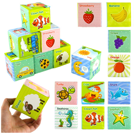 Educational Blocks Cubes Colored Letters Animals Learning 8pcs.