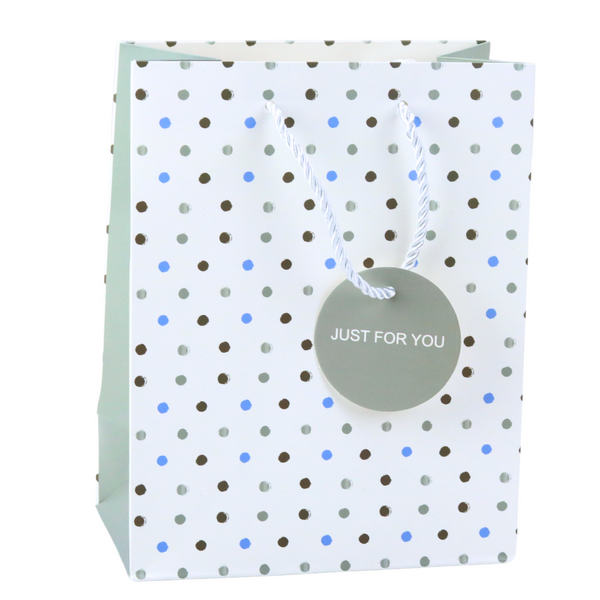 Geschenktüte mit Dots-Aufschrift „Just For You“ 23 x 18 x 10,5 cm